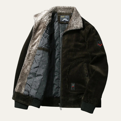 Men's Corduroy Thermal Jacket Fur Collar