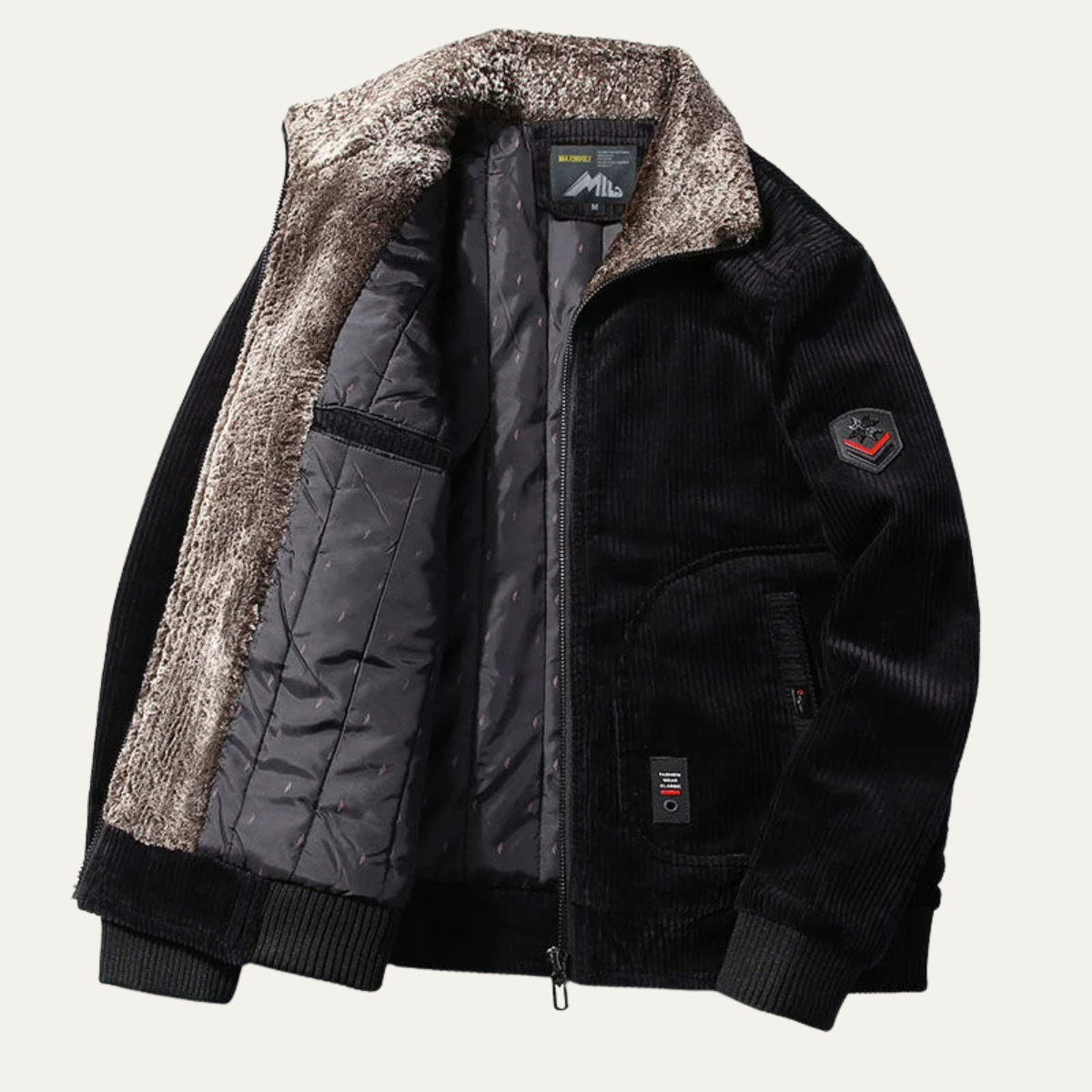 Men's Corduroy Thermal Jacket Fur Collar