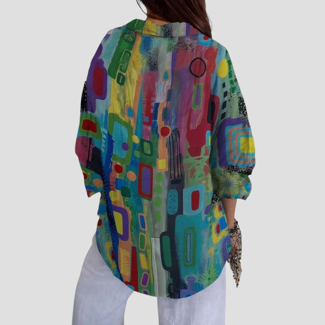 Elegant Women's Geometric Pattern Blouse
