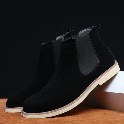 Men's Leather Suede Chelsea Boots Fur Lined - VibreMode
