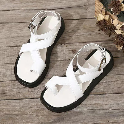 Women's Platform Buckle Sandals Flat - VibreMode