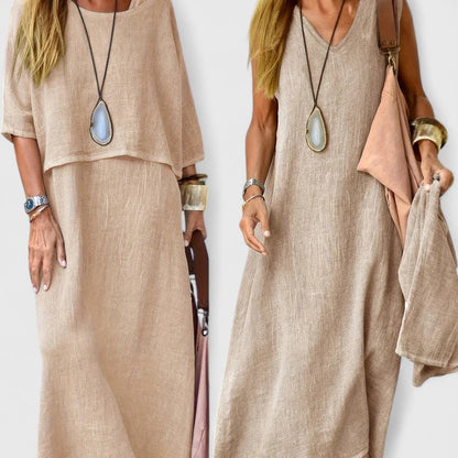 Women's Maxi Dress Set Cotton Two Piece - VibreMode