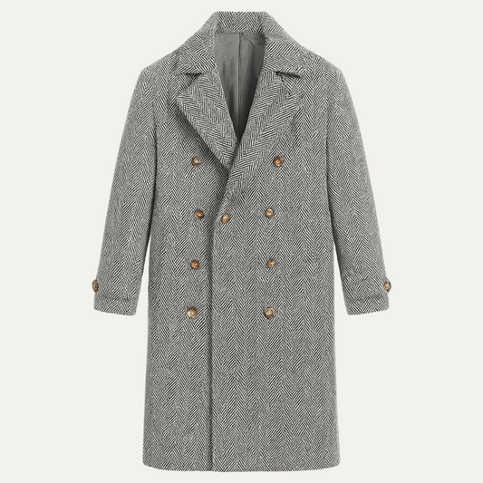 Men's Wool Blend Double Breasted Coat - VibreMode