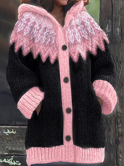 Women's Hooded Cardigan Knit Button Front