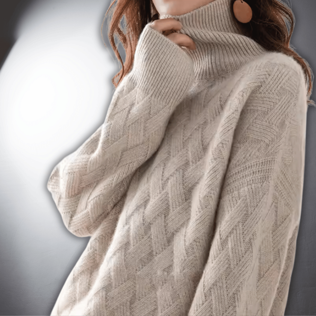 Women's Diamond Weave Turtleneck Sweater