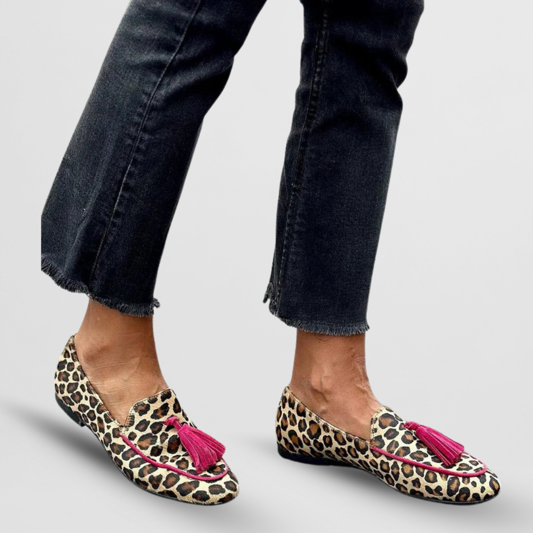 Women's Animal Print Loafers Low Heel - VibreMode