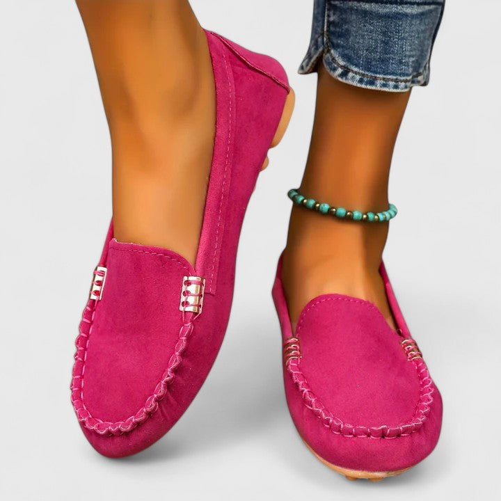 Women's Suede Slip-On Loafers Flat Moccasin Shoes - VibreMode