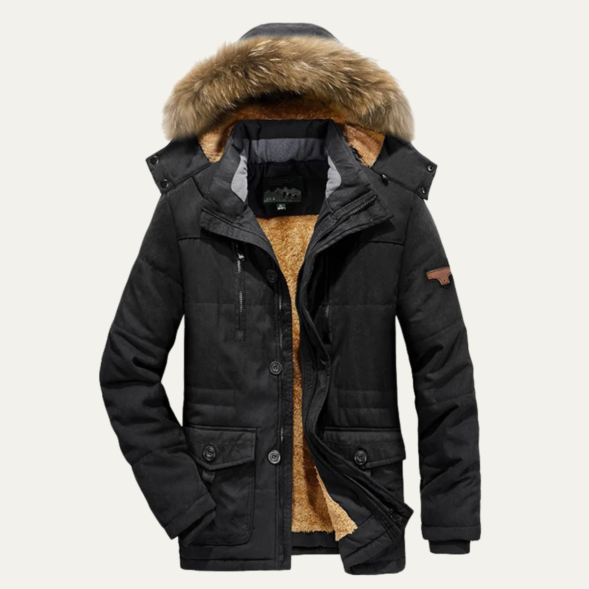 Men's Winter Parka Jacket Fleece Lining Warm