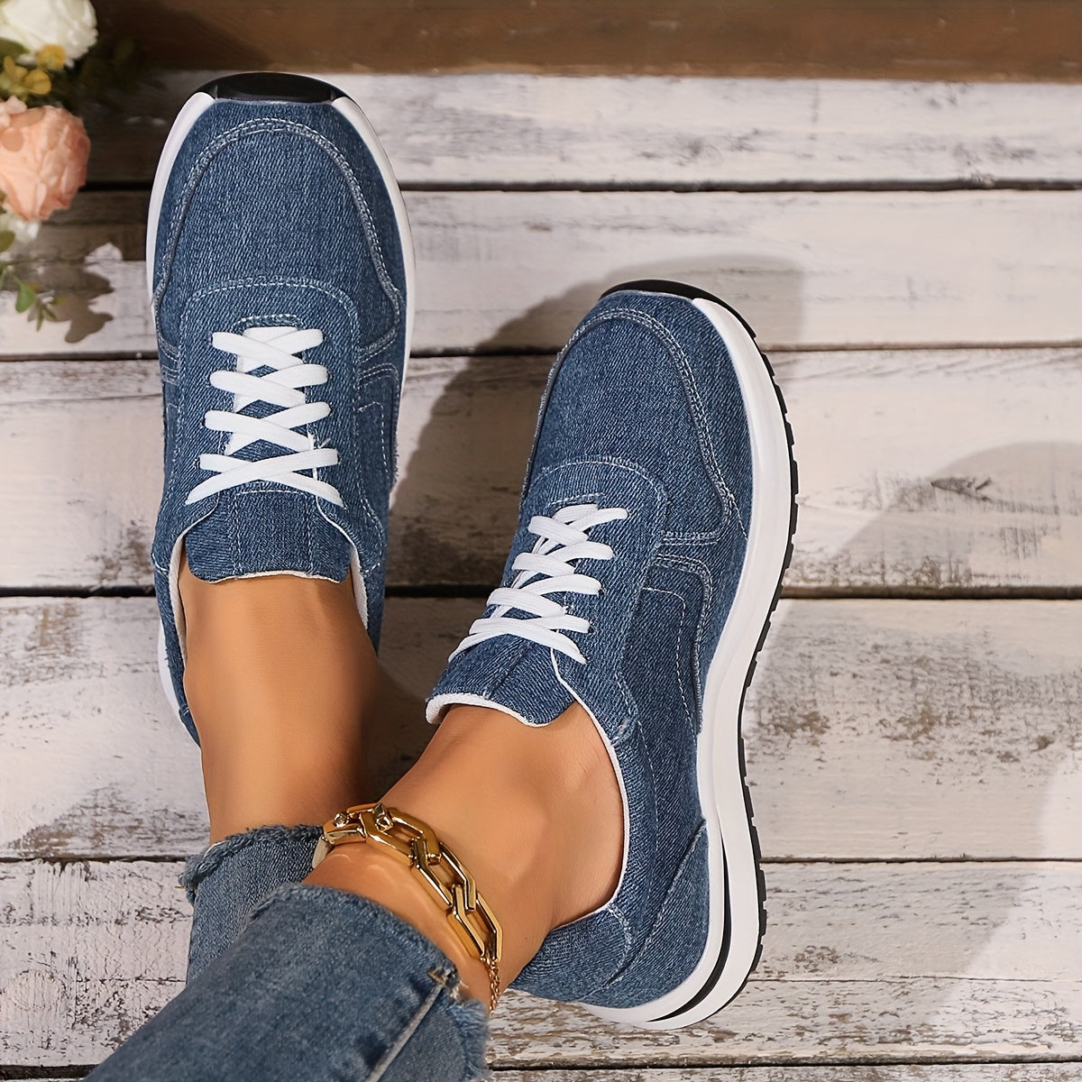 Women's Platform Sneakers Lace-Up Casual