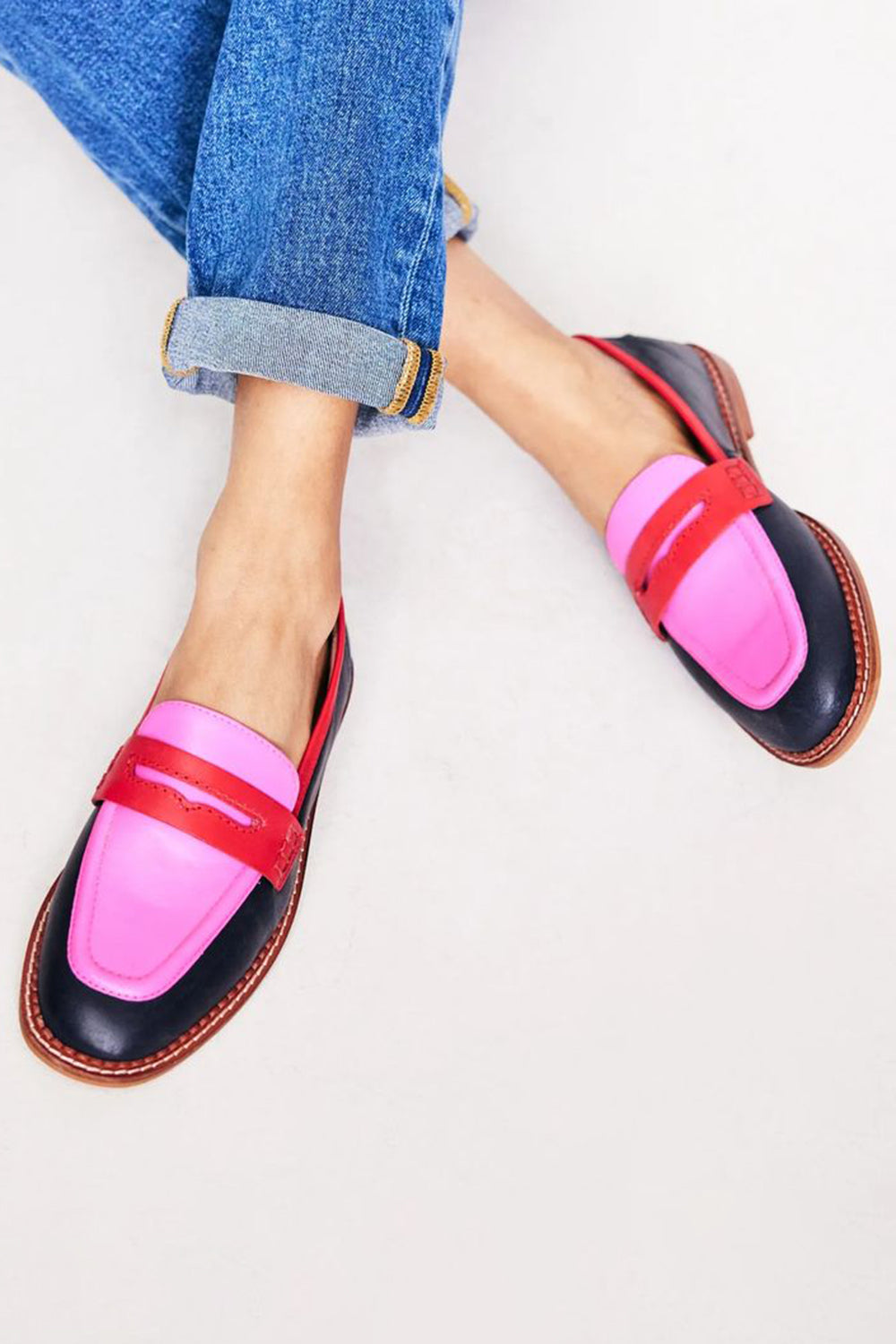 Women's Black Loafers Colored Accent - VibreMode