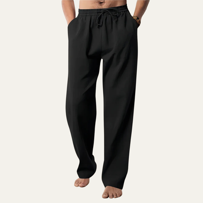 Men's Cotton Hemp Straight Leg Pants Breathable