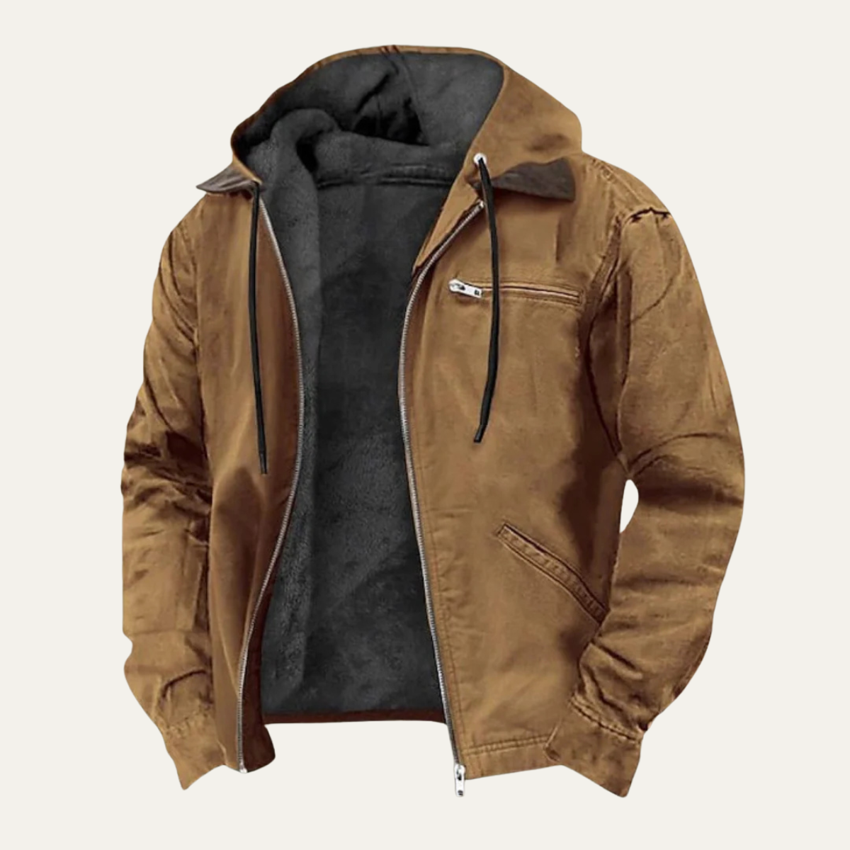 Men's Fleece Lined Hooded Jacket Winter Warm