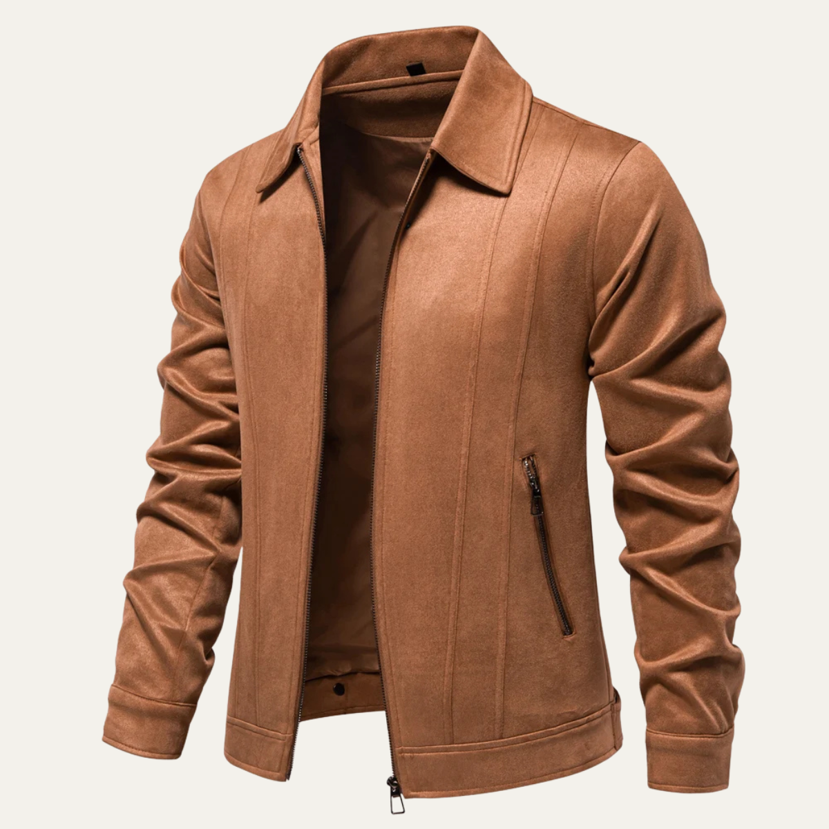 Men's Leather Biker Jacket Zip Up Casual Black