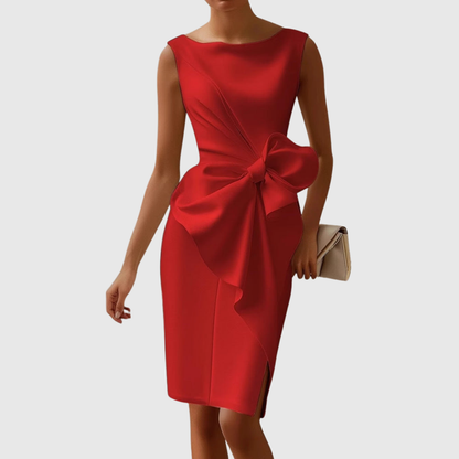 Casual Summer Sleeveless Mid Length Dress with Bow Detail
