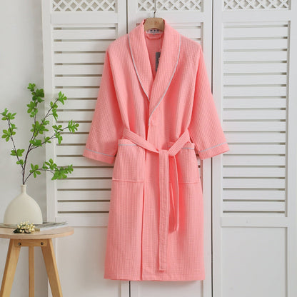 Women's Cotton Waffle Bathrobe Lightweight - VibreMode
