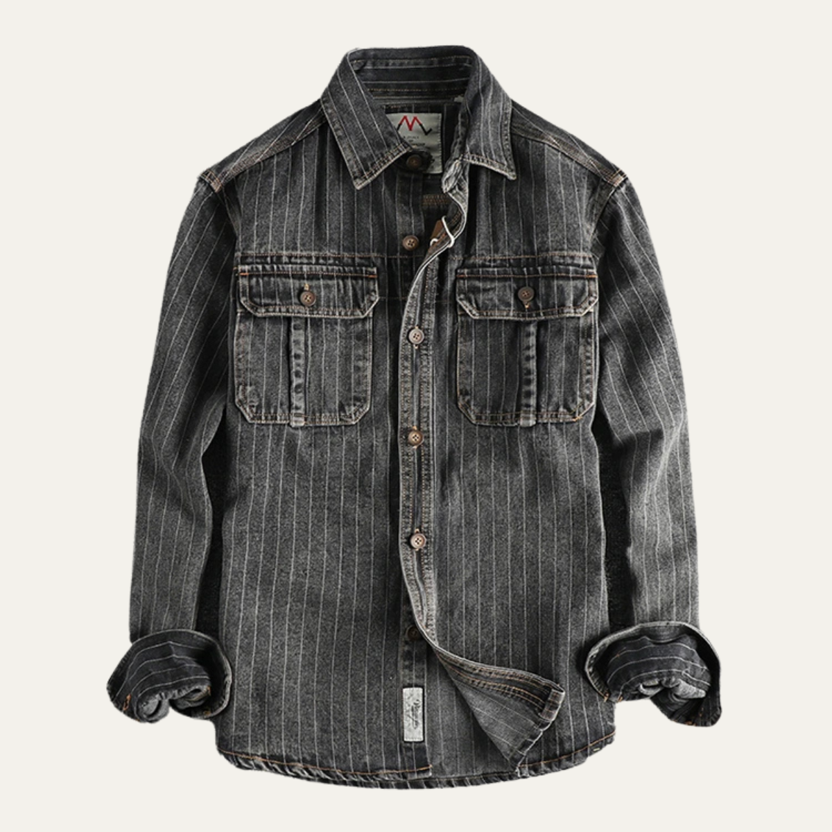 Men's Denim Shirt Jacket Striped Blue - VibreMode