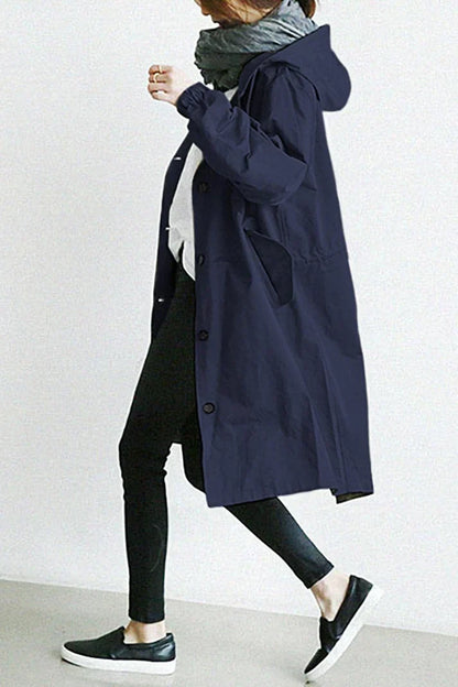 Women's Hooded Trench Coat Waterproof Cotton Large