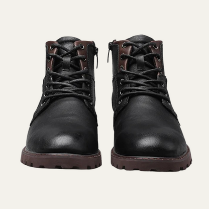 Stanhope Men's Ankle Biker Boots Durable Leather Black