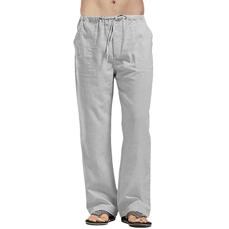 Men's Linen Pants Breathable Oversized Beige
