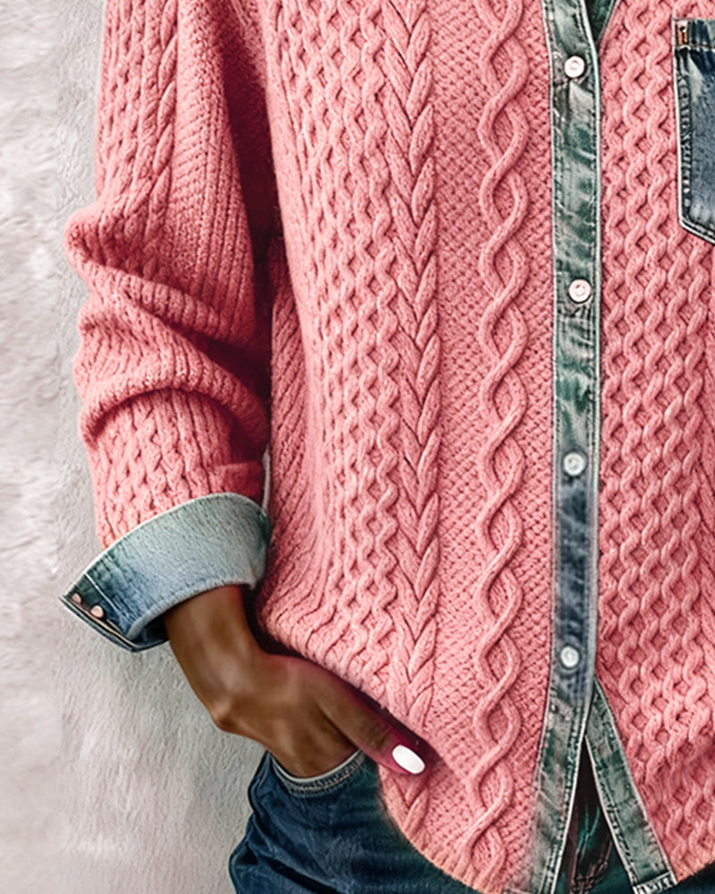 Women's Cable Knit Long Sleeve Blouse
