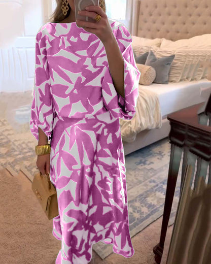 Women's Long Sleeve And Midi Skirt Set