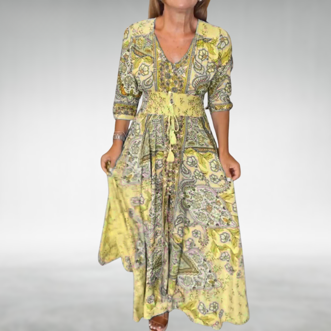 Women's Boho Maxi Dress Flowy Draped Cocktail