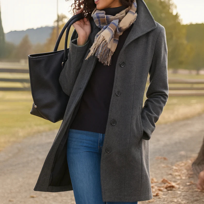 Women's Single Breasted Mid Length Coat