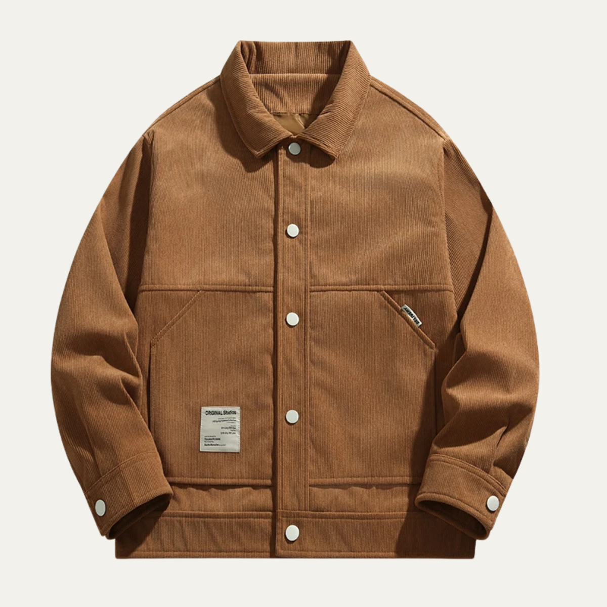 Men's Corduroy Jacket Loose Fit Button Up Coat