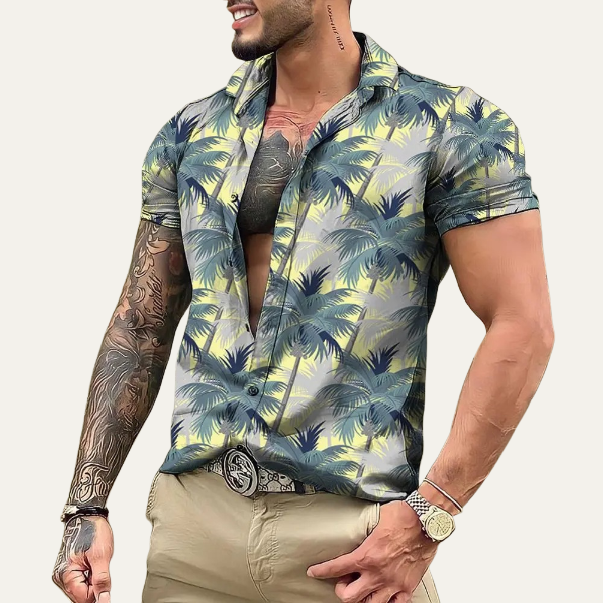 Men's Hawaiian Shirt Tropical Print Lightweight Coconut Design