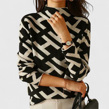 Women's High Neck Sweater Patterned Design
