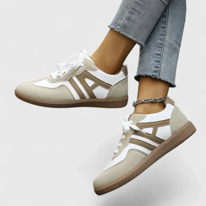 Women's Colorblock Low Sneakers Beige White