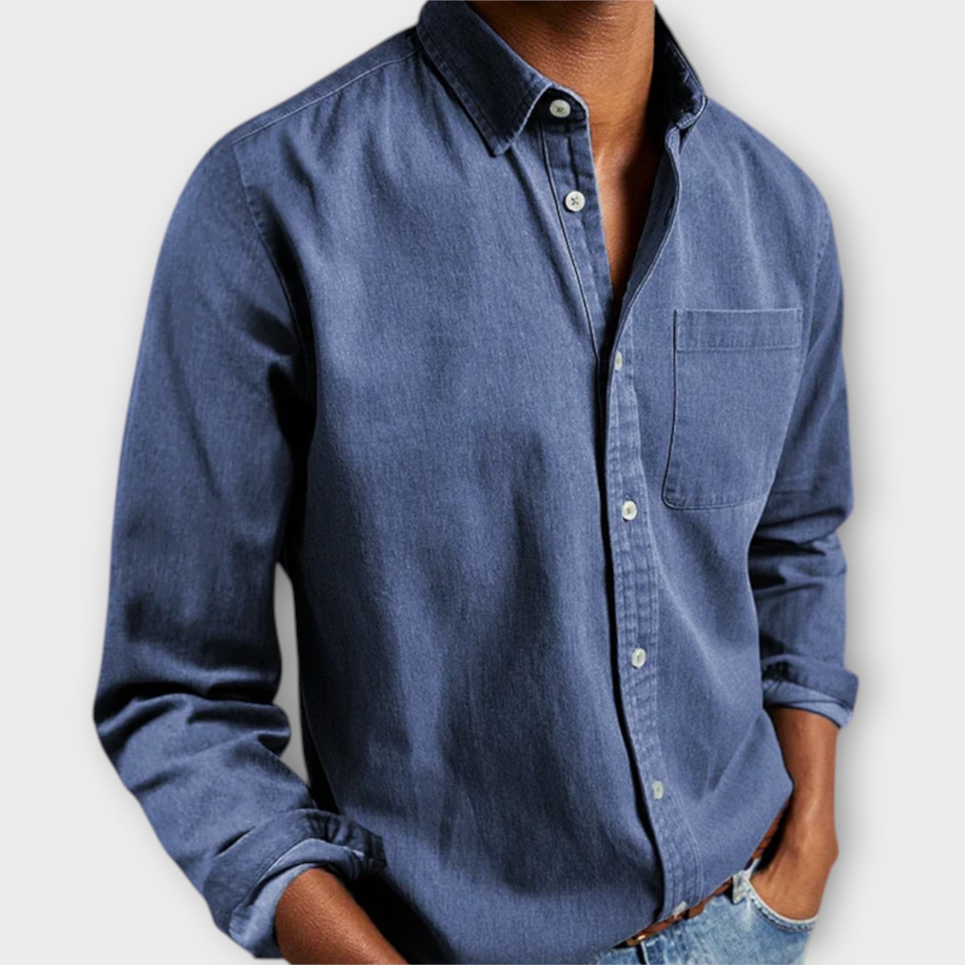 Men's Long Sleeve Collared Shirt Cotton - VibreMode