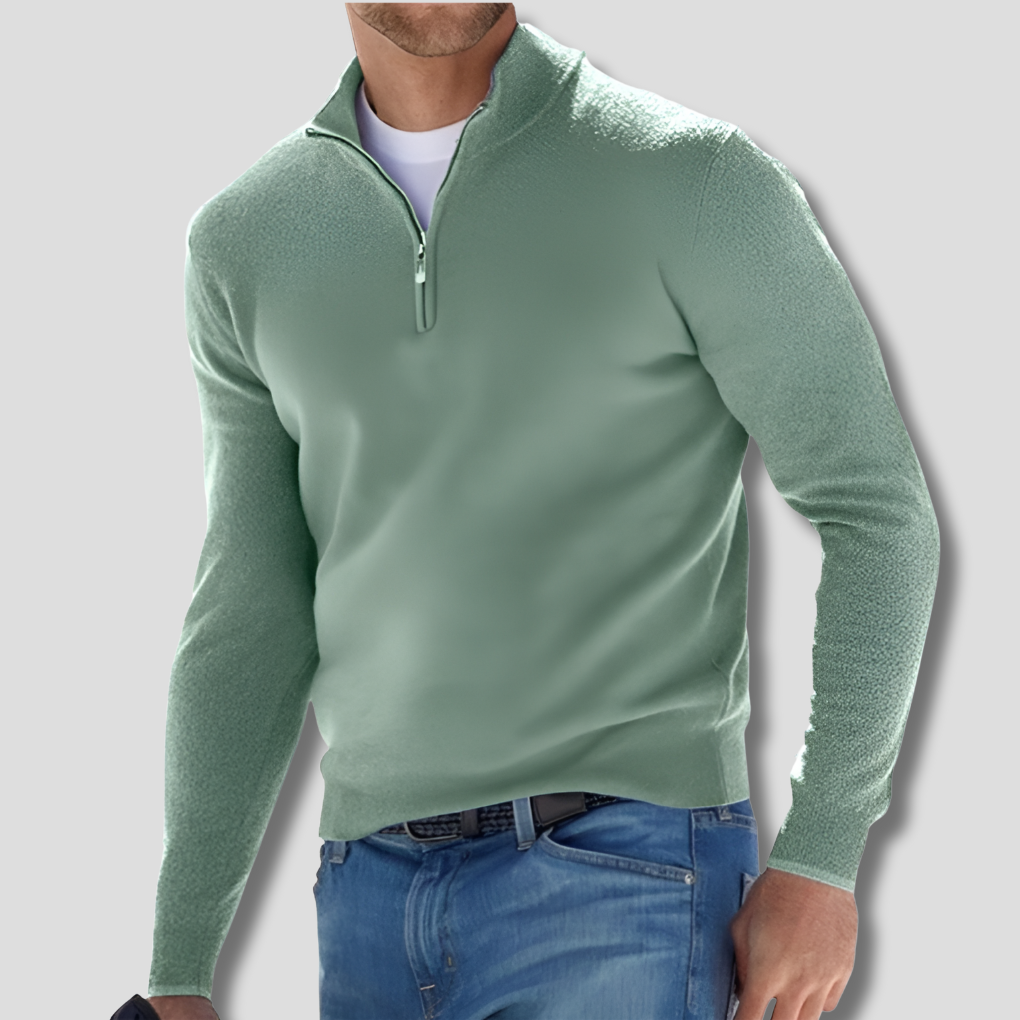 Men's Cotton Zipper Collar Pullover Sweater