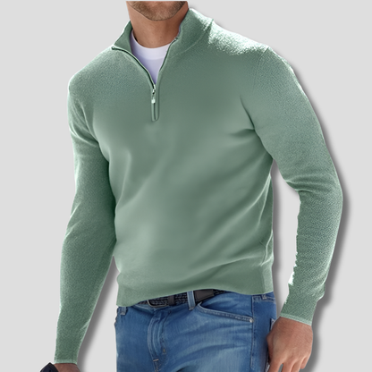 Men's Cotton Zipper Collar Pullover Sweater