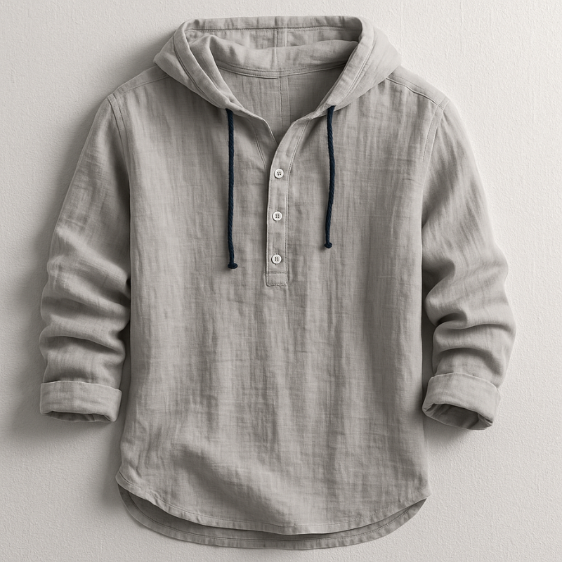 Men's Button Neck Hoodie Pullover