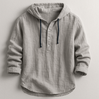 Men's Button Neck Hoodie Pullover