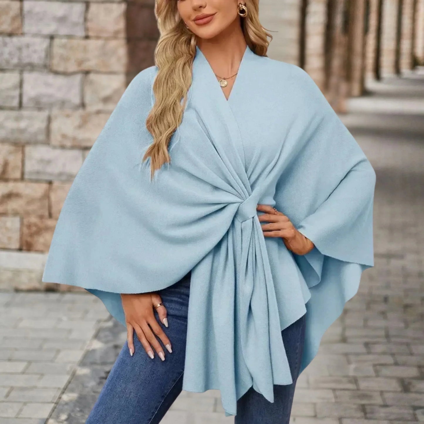Elegant Women's Draped Poncho