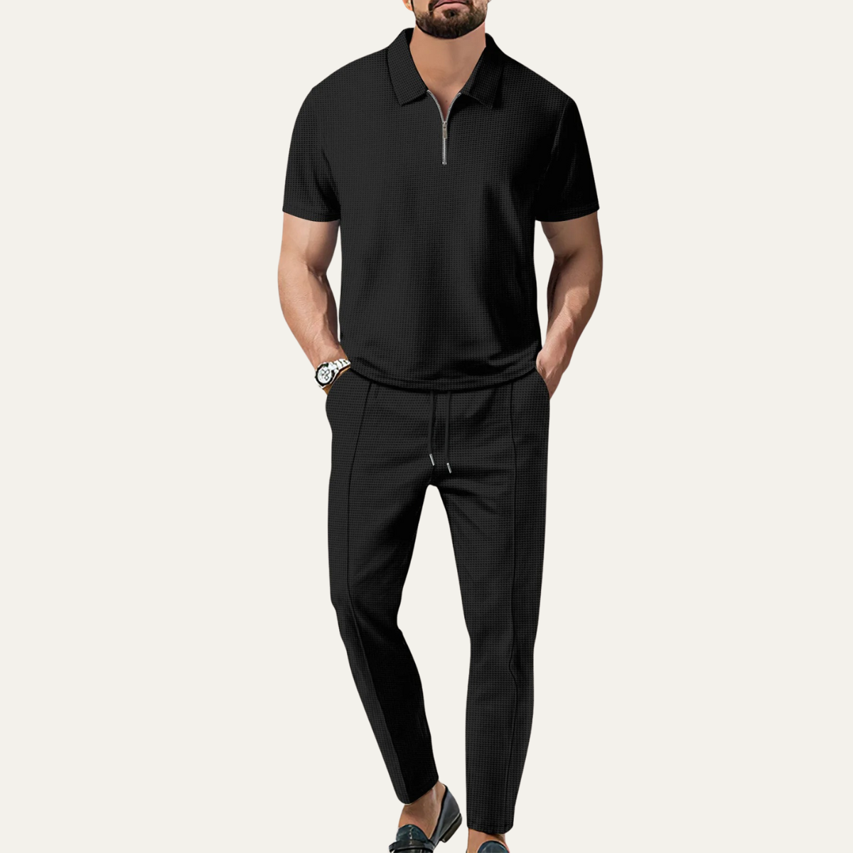 Men's Casual Lounge Short Sleeve And Pants Set