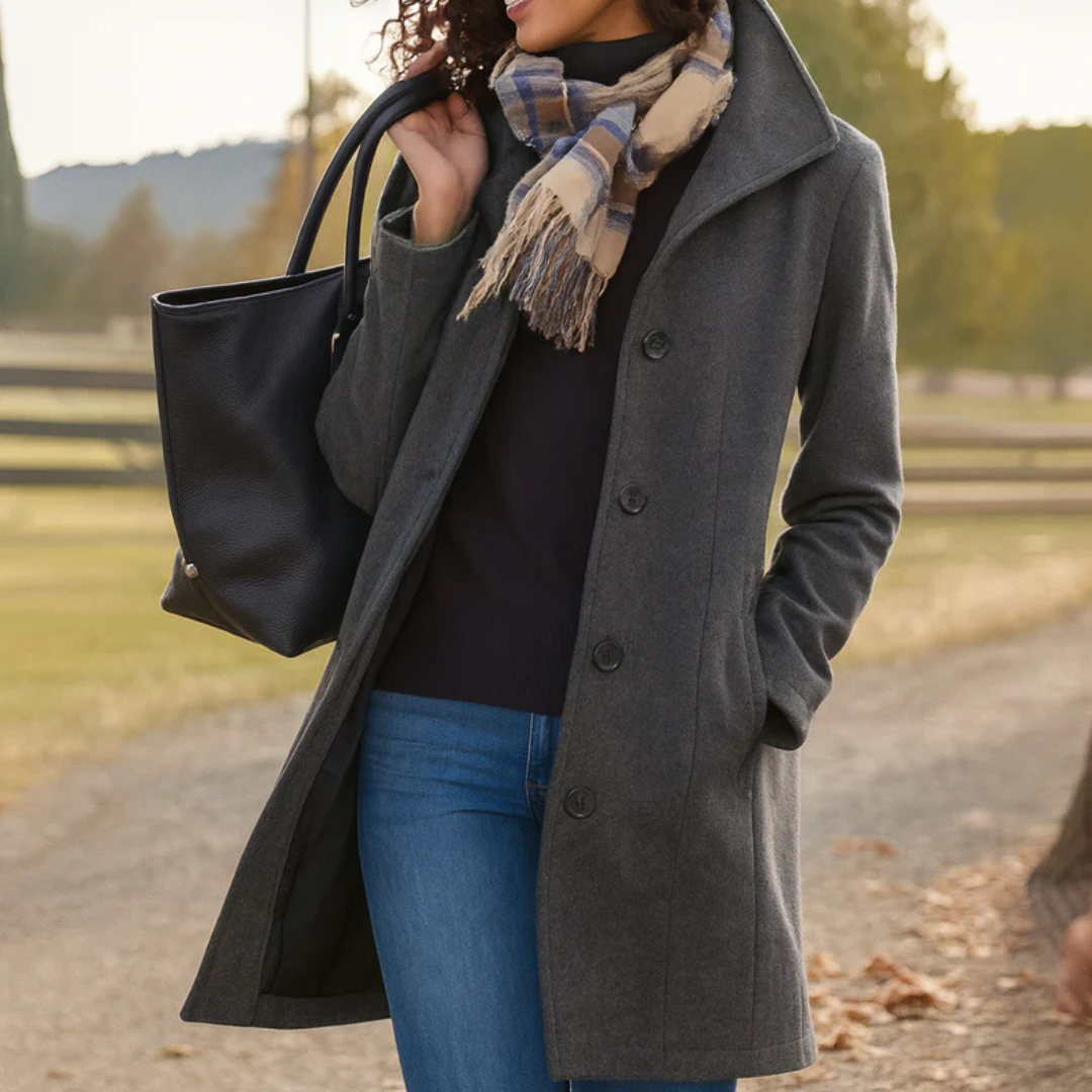 Warm Ladies Long Button Coat