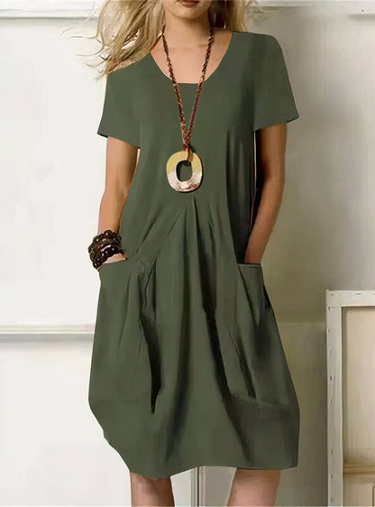 Women's Relaxed Fit Short Sleeve Dress - VibreMode