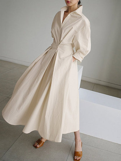 Women's Midi Dress Button Closure