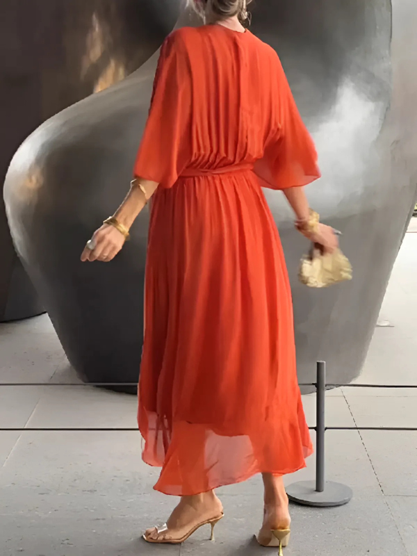 Elegant Ladies Flowy Maxi Wrap Dress