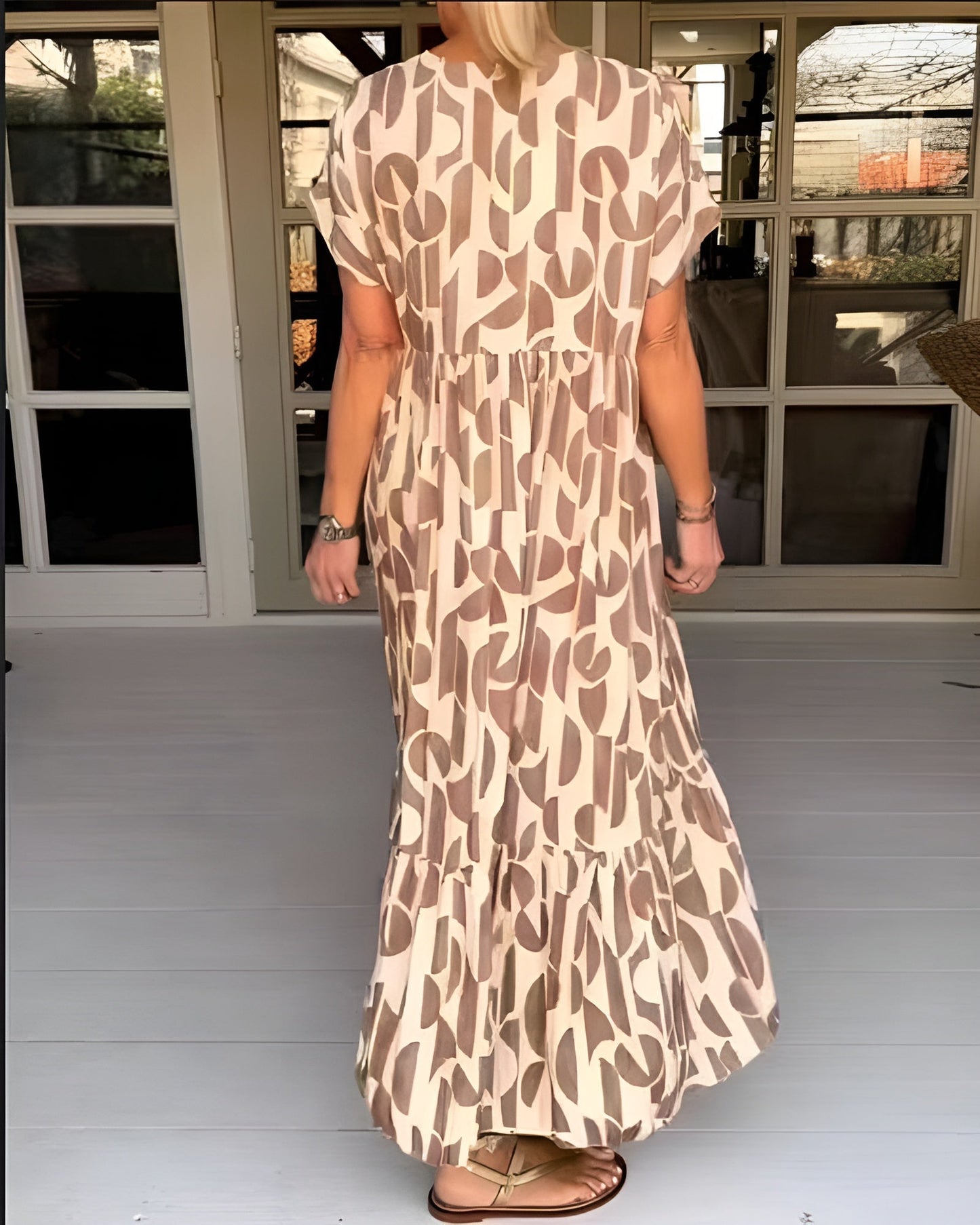 Elegant V Neck Flowy Midi Evening Dress for Women