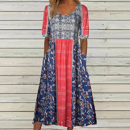 Women's Midi Boho Print Dress