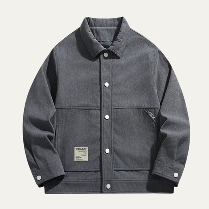 Men's Corduroy Jacket Casual Button Up Lapel Brown