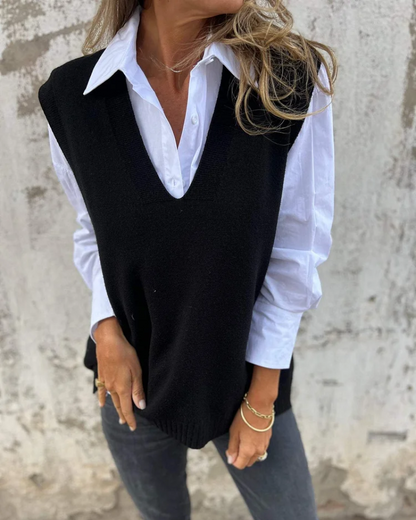 Women's V-Neck Sleeveless Sweater Knit