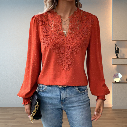 Women's Lace Blouse Long Sleeve - VibreMode