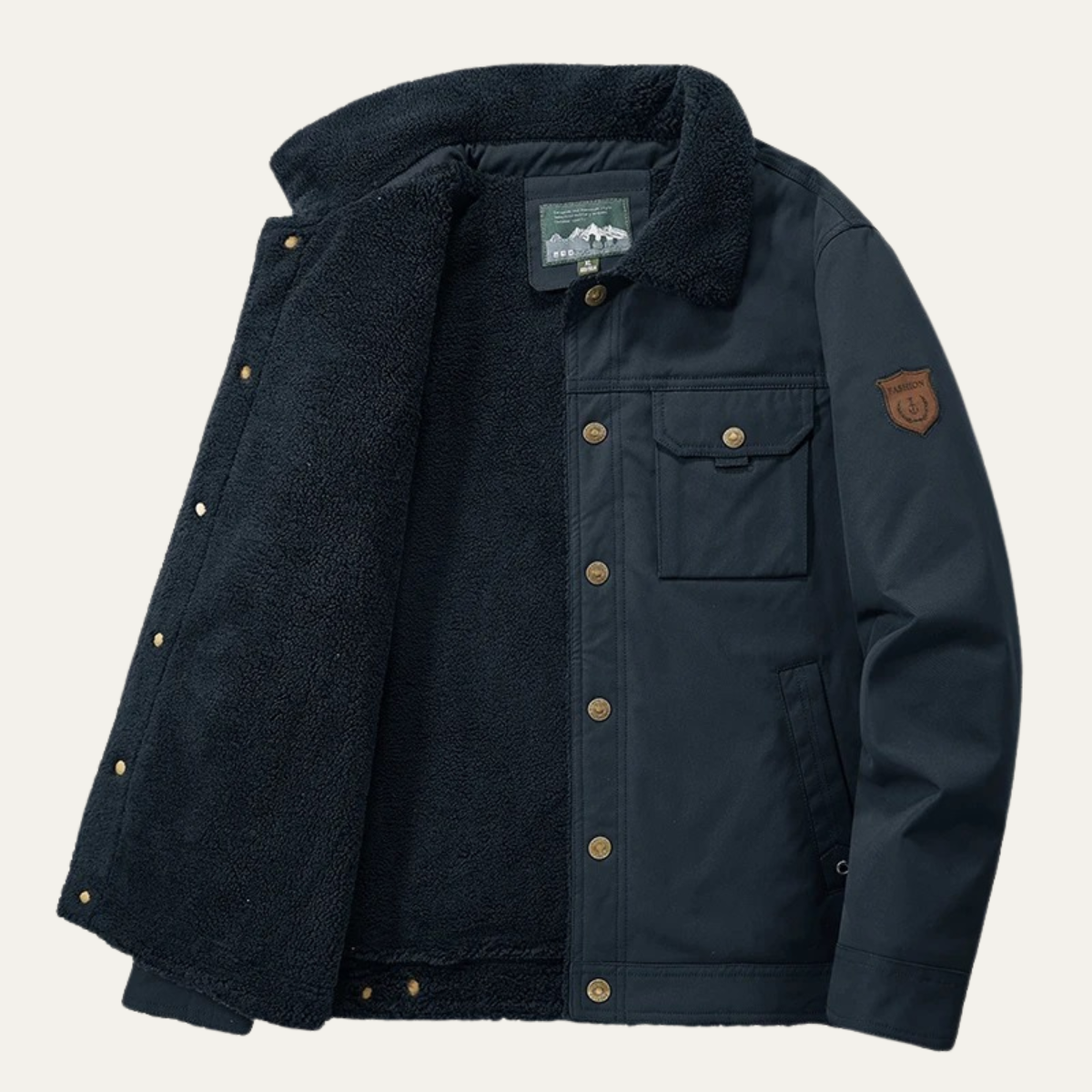 Men's Windproof Sherpa Jacket With Pockets