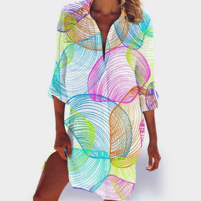 Women's Flowy Draped Summer Dress Colorful Casual