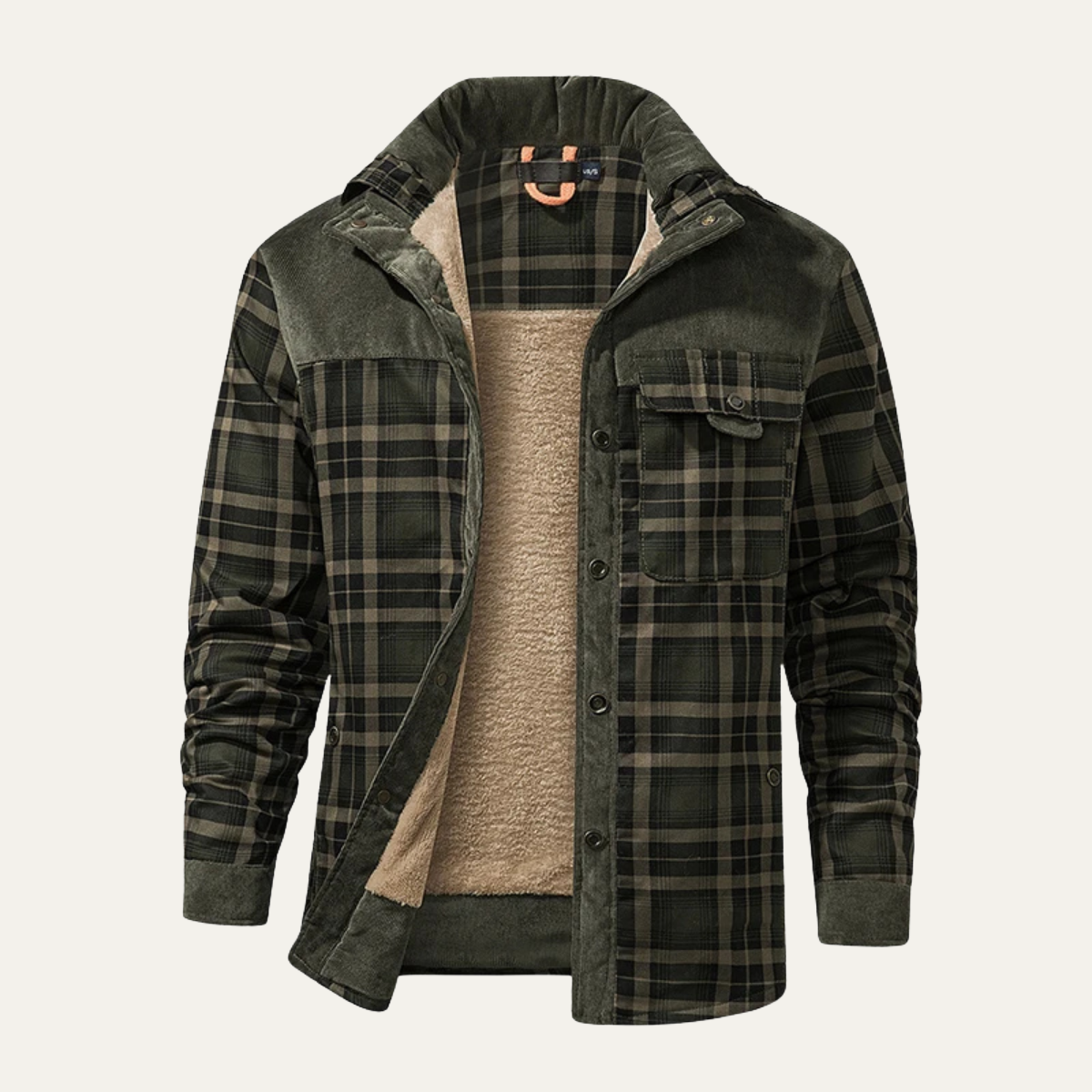 Men's Plaid Flannel Jacket Multi Pocket